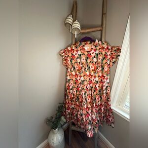 Chic Soul Floral Multicolor Ruffled-Sleeve Dress
